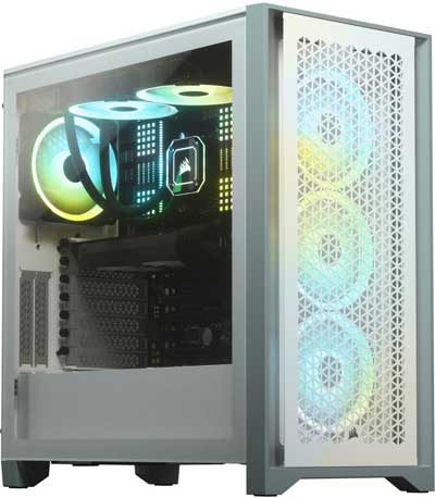 Corsair 4000D AIRFLOW Tempered Glass Mid-Tower ATX Case, White (CC-9011201-WW)