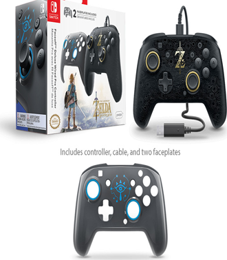 PDP Faceoff Deluxe Wired Pro Controller - Breath of the Wild Edition - Nintento Switch - Μαύρο (500-069-EU-LZ00)