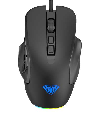 AULA ενσύρματο gaming ποντίκι Fire Η510 10000DPI, 14 πλήκτρα, RGB, μαύρο