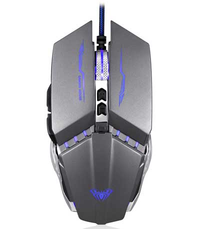 AULA ενσύρματο gaming ποντίκι Mountain S30, 2400DPI, 6 πλήκτρα, ασημί