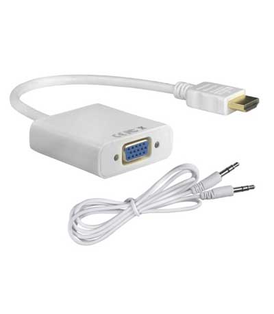 POWERTECH Μετατροπέας HDMI σε VGA, με audio jack, White, 0.20m
