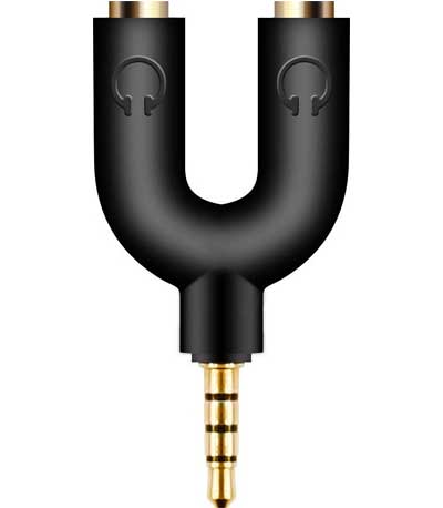 POWERTECH Splitter 3.5mm 4pin (M) σε 2x 3.5mm 4pin (F) CAB-J040, μαύρο