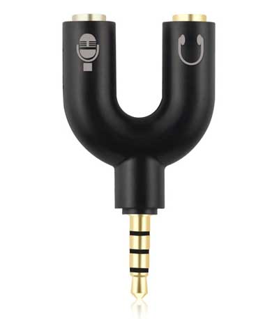 POWERTECH Splitter 3.5mm 4pin (M) σε 2x 3.5mm 4pin (F) CAB-J043, μαύρο
