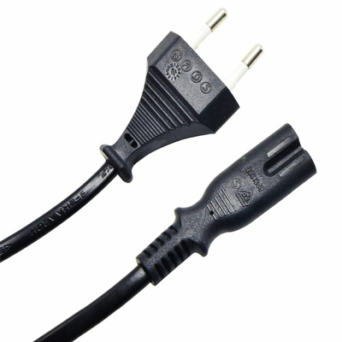 POWERTECH Καλώδιο τροφοδοσίας, VDE 2x0.5mm, PVC, copper, 1.5m, μαύρο