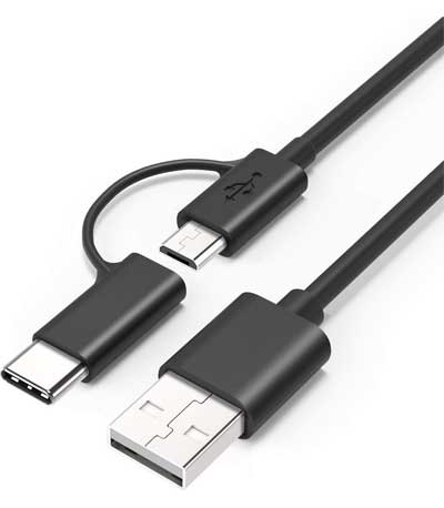 POWERTECH Καλώδιο USB 2.0(A) σε USB Micro & Type-C, 1.5m, μαύρο
