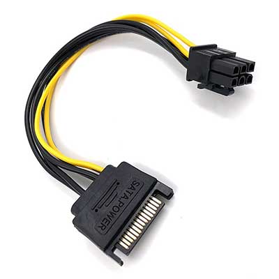 POWERTECH Καλώδιο SATA 8" 15pin σε PCI-E 6pin CAB-W032, 15cm