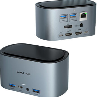 CABLETIME docking station DOCK131 με θήκη SSD, 11 θύρες, γκρι