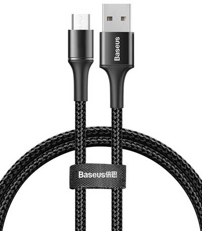 BASEUS καλώδιο USB σε Micro CAMGH-A01, LED, 3A, 0.5m, μαύρο