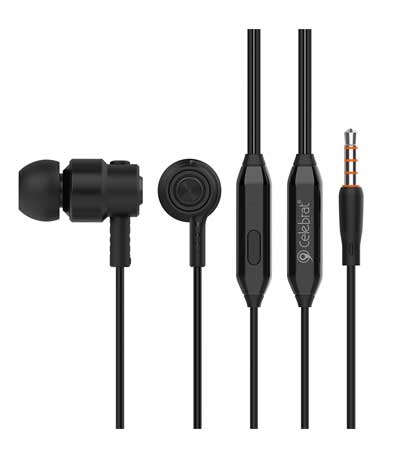 CELEBRAT Earphones CLB-V1-BK με μικρόφωνο, 10mm, 3.5mm, 1.2m, μαύρα