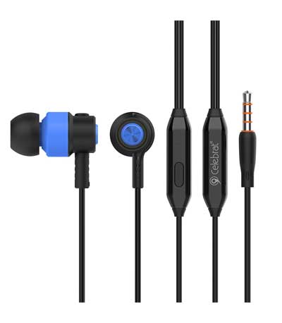 CELEBRAT Earphones CLB-V1-BL με μικρόφωνο, 10mm, 3.5mm, 1.2m, μπλε