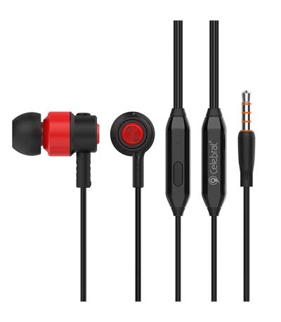 CELEBRAT Earphones CLB-V1-RD με μικρόφωνο, 10mm, 3.5mm, 1.2m, κόκκινο