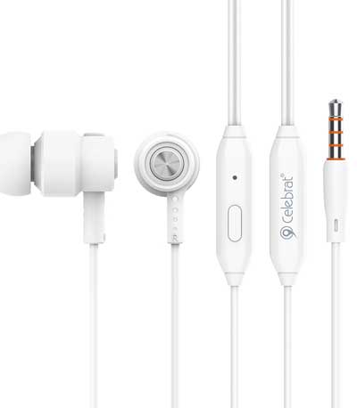 CELEBRAT Earphones CLB-V1-WH με μικρόφωνο, 10mm, 3.5mm, 1.2m, λευκό