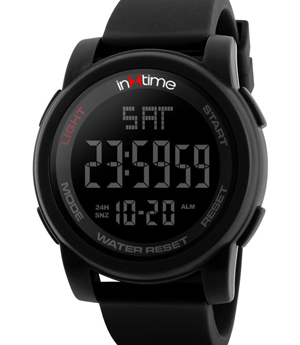 INTIME Ρολόι χειρός Chrono-01, Double time, EL φωτισμός, μαύρο