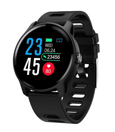 ΙΝΤΙΜΕ Smartwatch S08, 1.3" έγχρωμο, IP68, HR & Blood pressure, μαύρο