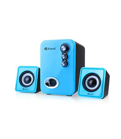 KISONLI Multimedia ηχεία U-2100, 2.1ch, 5W & 2x 3W, USB, μπλε