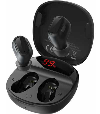 BASEUS earphones Encok WM01 Plus True Wireless, με θήκη φόρτισης, μαύρα