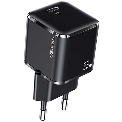 USAMS φορτιστής τοίχου T42, USB Τype-C, Super Si, PD QC 3.0, 25W, μαύρος