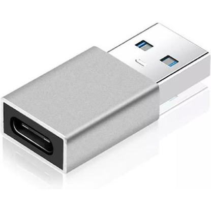 POWERTECH αντάπτορας USB 3.0 αρσενικό σε USB-C θηλυκό PTH-063, ασημί