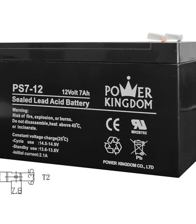 POWER KINGDOM μπαταρία μολύβδου PS7-12, 12Volt 7Ah, T2