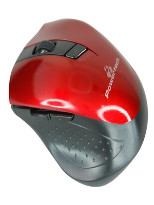 POWERTECH Wireless Mouse, Οπτικό, 1600 DPI, πλαϊνά πλήκτρα, Red-Black