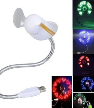 Φορητός ανεμιστήρας USB με LED απεικόνιση κειμένου, Red