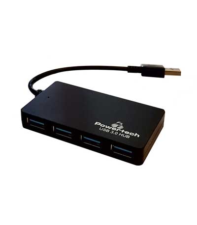 POWERTECH USB 3.0 Hub, 4 Ports, DC port, μαύρο