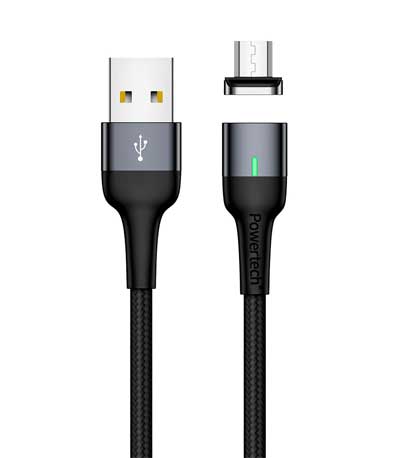 POWERTECH Καλώδιο USB 2.0 σε Micro PT-750, μαγνητικό, 1m, μαύρο