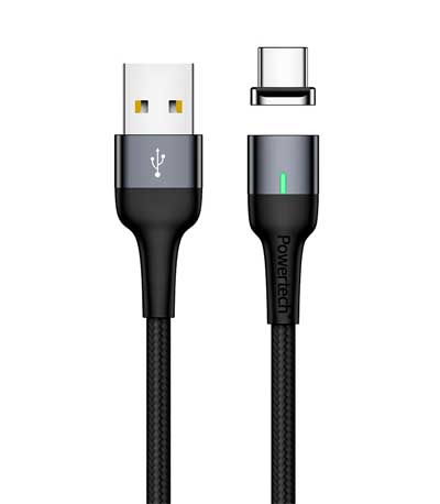POWERTECH Καλώδιο USB 2.0 σε Type-C PT-752, μαγνητικό, 1m, μαύρο