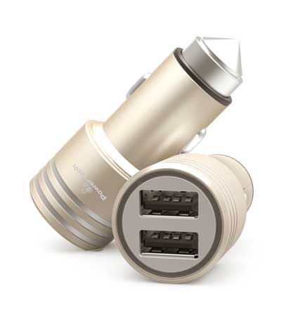 POWERTECH Φορτιστής Αυτοκινήτου PT-758, 2x USB, 2.1A, χρυσός