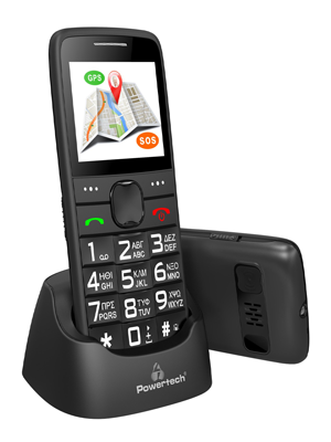 POWERTECH Κινητό Τηλέφωνο Sentry GPS, SOS Call, Dual Sim, με φακό, μαύρο