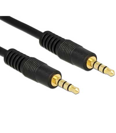 POWERTECH καλώδιο Jack 3.5mm M-M, 4 pin, OD: 4.0mm, copper, 0.50m, μαύρο