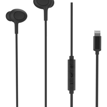 ROCKROSE earphones με μικρόφωνο Siren LT, Lightning, 1.2m, μαύρα