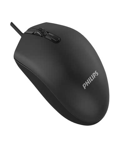 PHILIPS ενσύρματο ποντίκι SPK7204-ΒΚ, 1200DPI, USB, 4 πλήκτρα, μαύρο