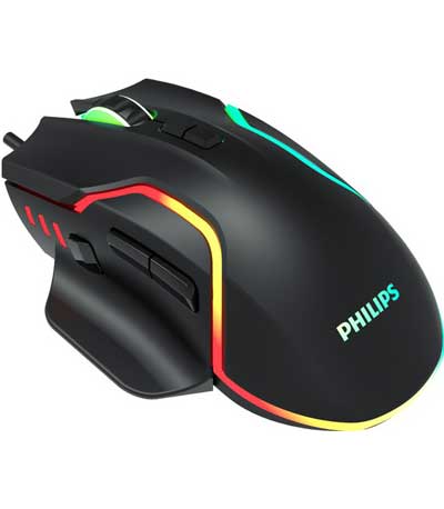 PHILIPS gaming ποντίκι SPK9525, ενσύρματο, 2400DPI, 8 πλήκτρα, μαύρο