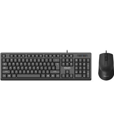 PHILIPS σετ ποντίκι & πληκτρολόγιο SPT6234, ενσύρματο, μαύρο