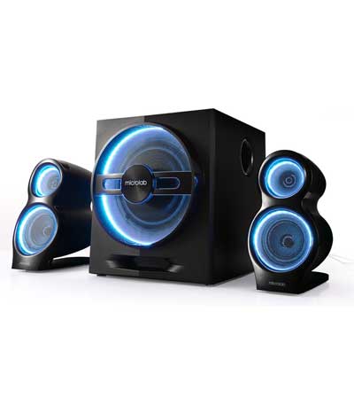 MICROLAB ηχεία T10, 2.1ch, Bluetooth, 24W & 2x 16W, 3.5mm, μαύρα