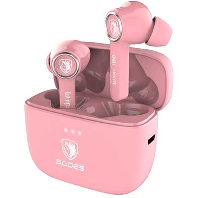 SADES gaming earphones Wings 100 με θήκη φόρτισης, True Wireless, ροζ