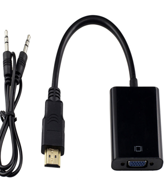 POWERTECH Μετατροπέας HDMI σε VGA, με audio jack, Black, 0.20m