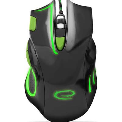 Esperanza Wired Mouse for Gamers 7D OPT. USB MX401 HAWK Black-Green EGM401KG