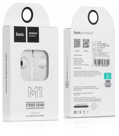 HOCO M1 ORIGINAL SERIES EARPHONE FOR APPLE, ΛΕΥΚΟ