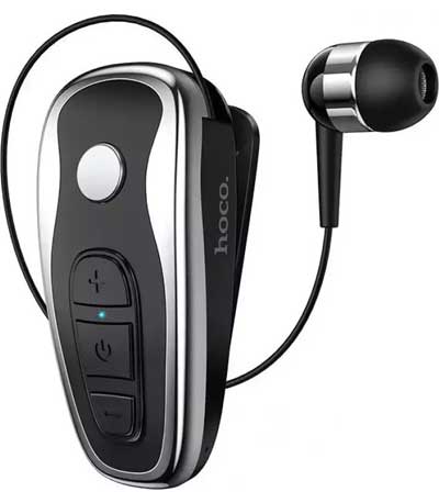 HOCO RT07 BUSINESS BLUETOOTH RETRACTABLE EARPHONE, BLACK