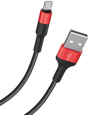 HOCO X26 ΚΑΛΩΔΙΟ MICRO USB ΦΟΡΤΙΣΗΣ & DATA 1m, BLACK - RED