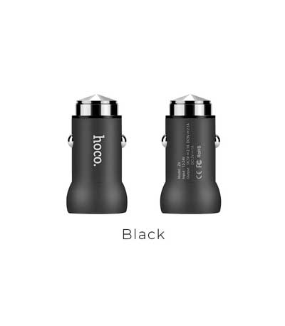 HOCO Z4 SINGLE PORT USB CAR CHARGER, QUICK CHARGE 2.0, ΜΑΥΡΟ