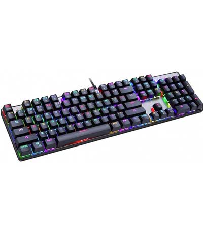 MOTOSPEED CK104 RGB Μηχανικο Gaming Πληκτρόλογιο Ασημι-Μαυρο(Μπλε Διακοπτες) US Layout