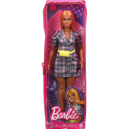 Mattel Barbie Doll - Fashionistas #161 - Puff Sleeve Plaid Blazer Dress Curvy Doll (GRB53)