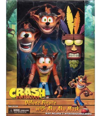 Neca Crash Bandicoot With aku aku Mask Ultra Deluxe Action Figure (14cm)