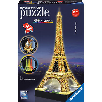 Ravensburger 3D Puzzle: Eiffel Tower Building Night Edition (216pcs) (12579)