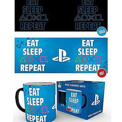 GB Eye PLAYSTATION Eat Sleep Repeat Mug Heat Change 320ml