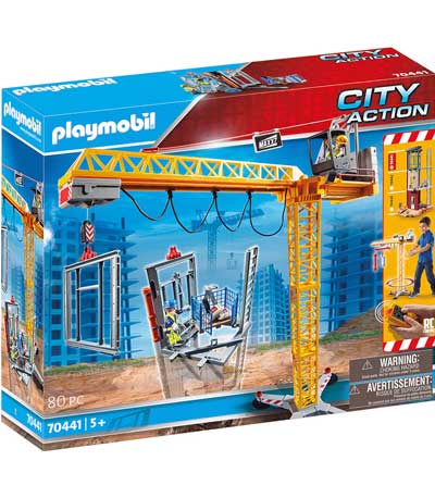 Playmobil City Action - Ανυψωτικός Γερανός Βαρέως Τύπου Με Τηλεχειριστήριο Και Σκαλωσιές για 5+ ετών 70441