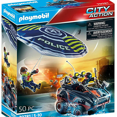 Playmobil City Action Καταδίωξη Αμφίβιου Οχήματος από Αστυνομικό Αλεξίπτωτο 70781